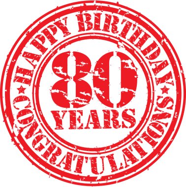 iyi ki doğdun 80 yıl grunge pencere boyutu, vektör çizim