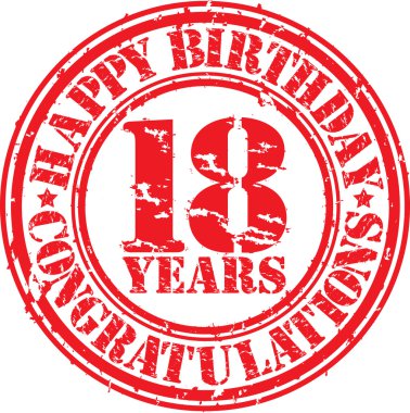 iyi ki doğdun 18 yaşındaki grunge pencere boyutu, vektör çizim