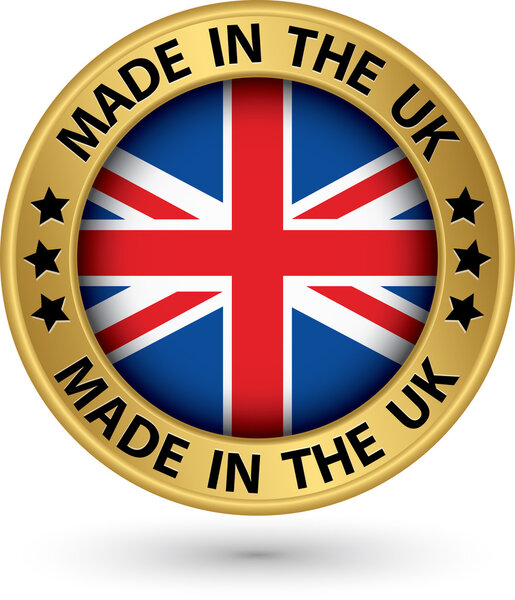 Made in the UK gold label, vector illustration