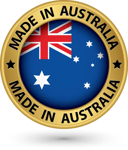 Feito na Austrália etiqueta de ouro, ilustração vetorial —  Vetores de Stock
