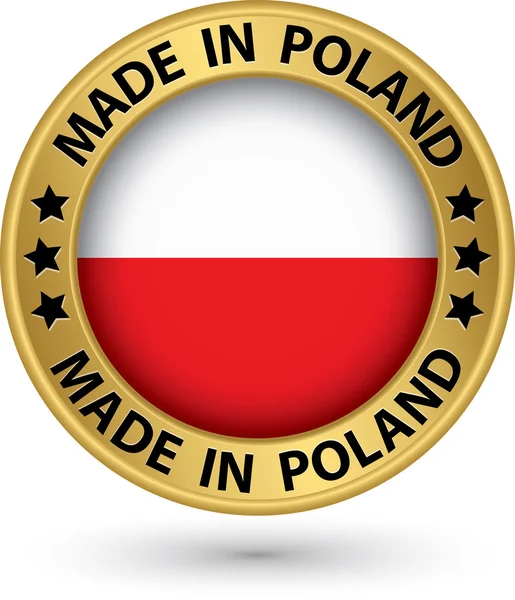 Made in Poland etichetta in oro, illustrazione vettoriale — Vettoriale Stock