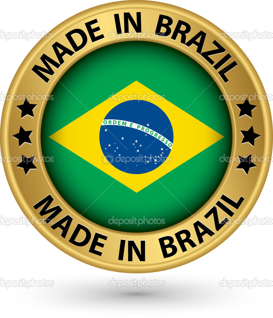 Made in Brazil gold label, vector illustration