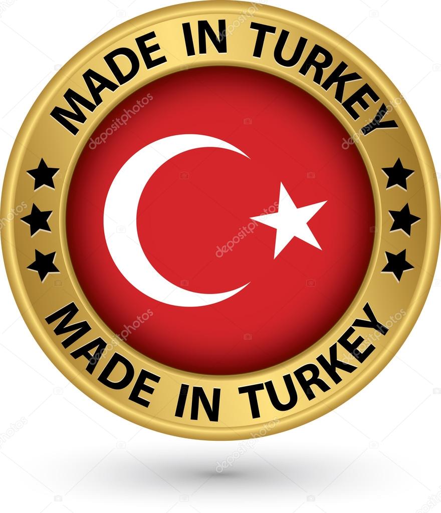 Made in Turkey gold label, vector illustration