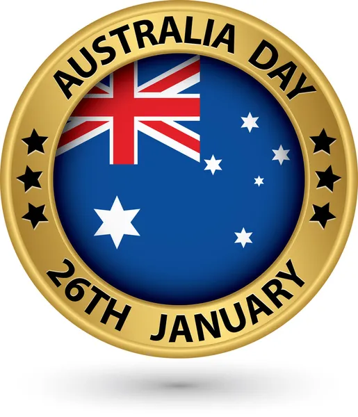 Dia da Austrália etiqueta dourada, ilustração vetorial —  Vetores de Stock