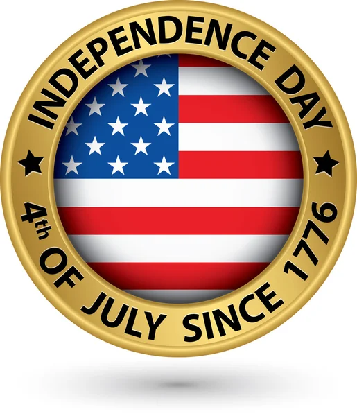 USA Indpendence Day the 4th of july gold label, vector illustrat — Stock Vector