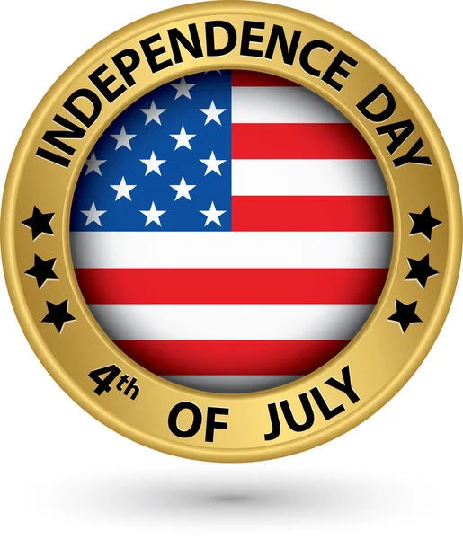 USA Indpendence Day the 4th of july gold label, vector illustrat — Stock Vector