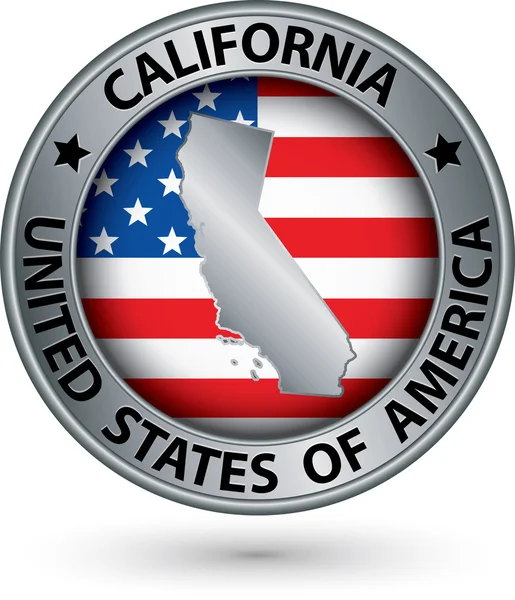 California state silver label with state map, vector illustratio — Stock Vector