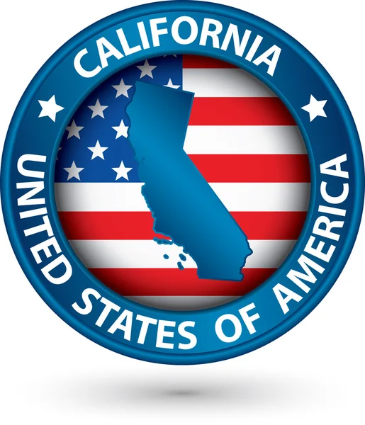 Californië staat blauw label met staat kaart, vectorillustratie — Stockvector