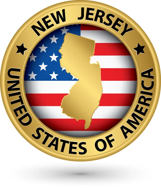 New Jersey state gold label with state map, vector illustration — Stock Vector