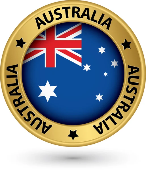 Australien Gold Etikett mit Fahne, Vektorabbildung — Stockvektor