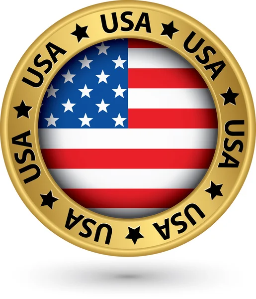 EE.UU. etiqueta de oro con mapa de estado, ilustración de vectores — Vector de stock