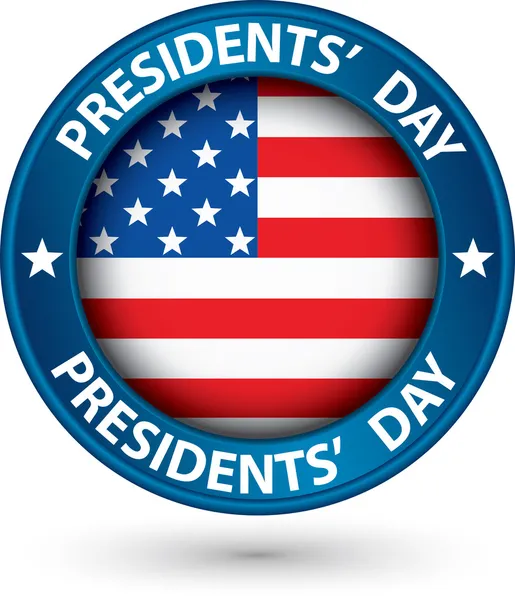 Presidents day blue label with USA flag, vector illustration — Stock Vector