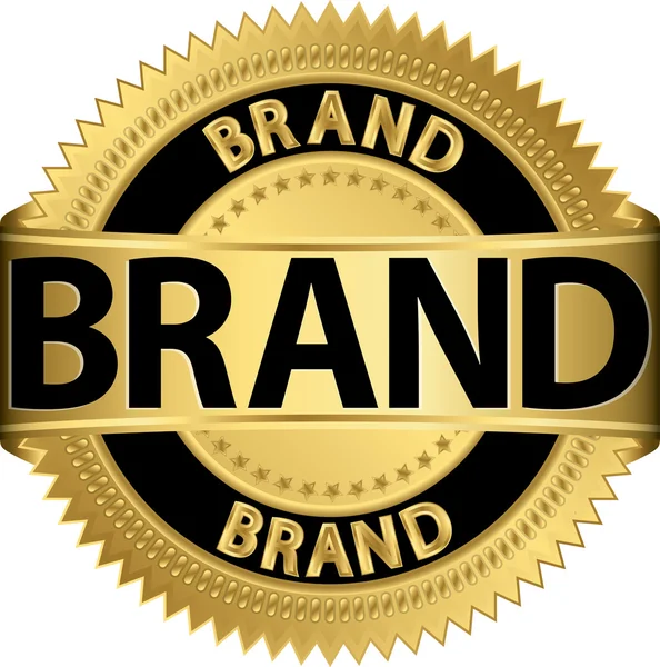 Brand gold label, vector illustration — Stock Vector