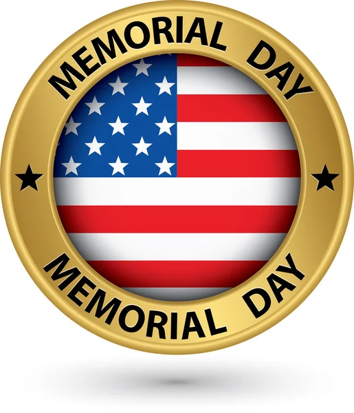 Etiqueta de oro del día conmemorativo con bandera de EE.UU., ilustración vectorial — Archivo Imágenes Vectoriales