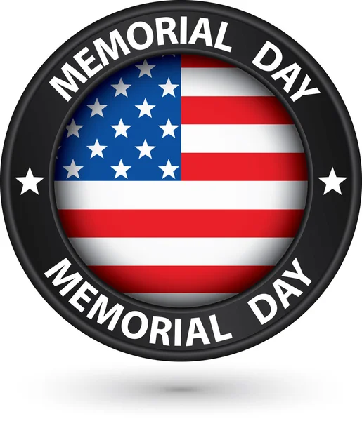 Memorial day black label with USA flag, vector illustration — Stock Vector