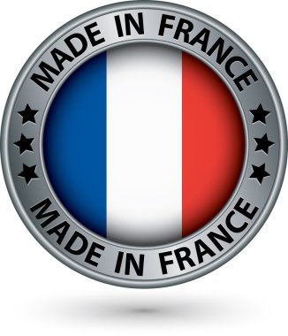 Fransa gümüş etiket bayrak, vektör çizim ile yapılan