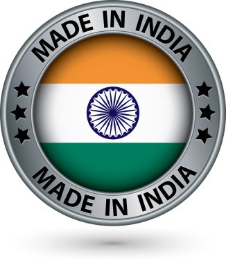 Hindistan gümüş etiket bayrak, vektör çizim ile yapılan