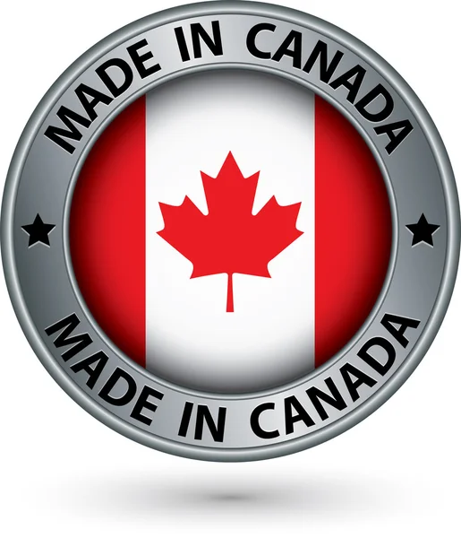 在加拿大银标签与国旗，矢量图 — 图库矢量图片
