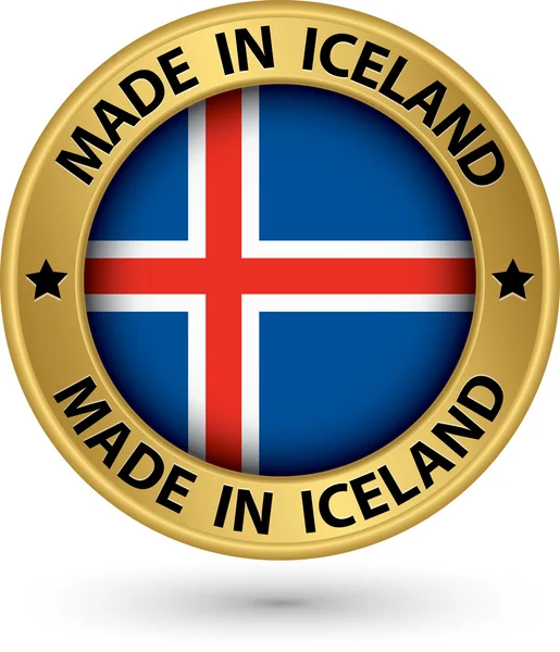 Feito na Islândia rótulo de ouro com bandeira, ilustração vetorial — Vetor de Stock