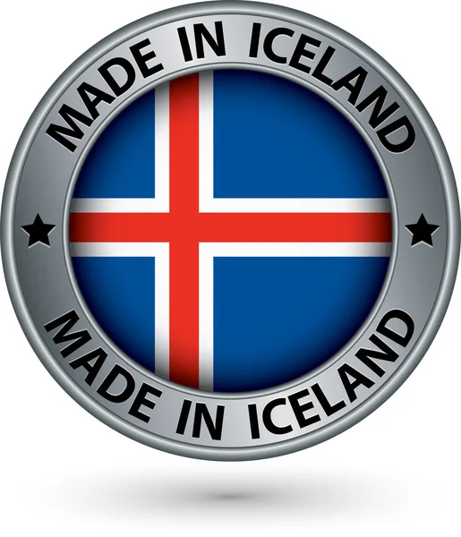 旗のアイスランドの銀ラベルで作られて、ベクトル イラスト — ストックベクタ