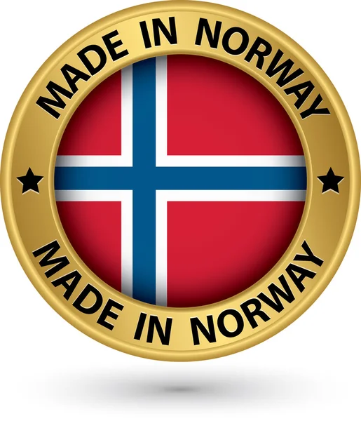 Made in Norway gold label with flag, vector illustration — Stock Vector