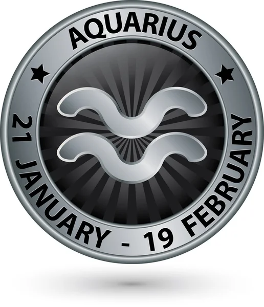 Aquarius ezüst horoszkóp, szűz szimbólum vektoros illusztráció — Stock Vector