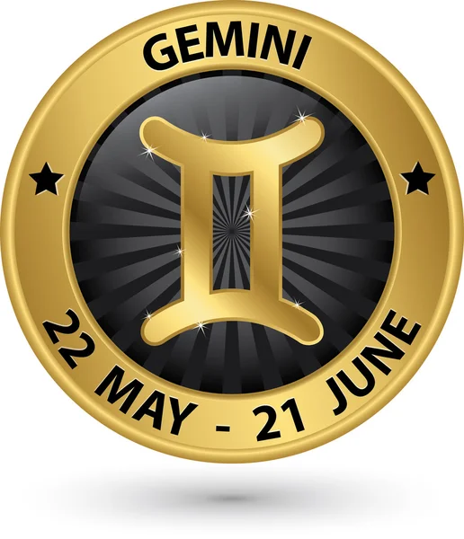 Znamení zvěrokruhu zlata Blíženci, gemini symbol vektorové ilustrace — Stockový vektor