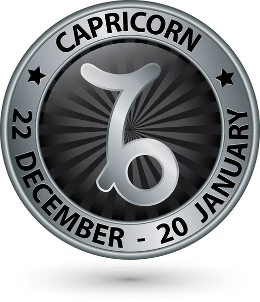Capricorn zodiac silver sign, virgo symbol vector illustration — Stock Vector