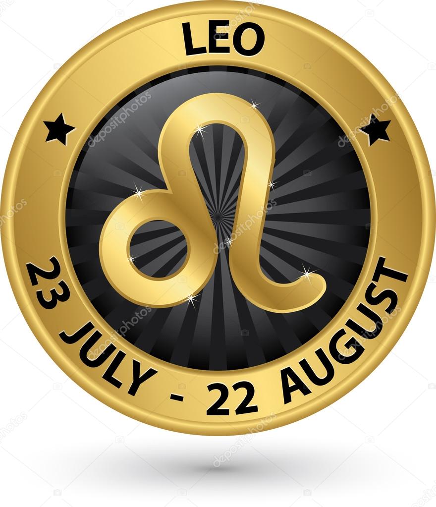 Leo zodiac gold sign, leo symbol vector illustration