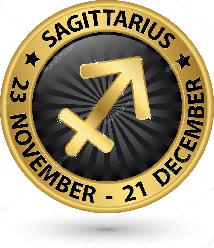 Sagittarius zodiac gold sign, sagittarius symbol vector illustra