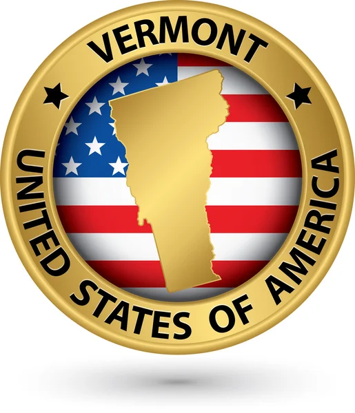 Vermont state gold label with state map, vector illustration — Stock Vector
