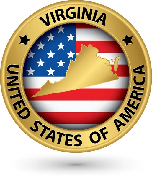 Virginia state gold label with state map, vector illustration — Stock Vector