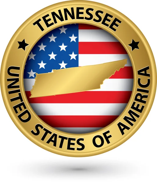 Etiqueta de oro del estado de Tennessee con mapa del estado, ilustración vectorial — Vector de stock