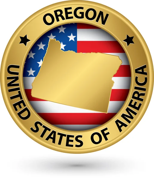 Oregon state gold label with state map, vector illustration — Stock Vector