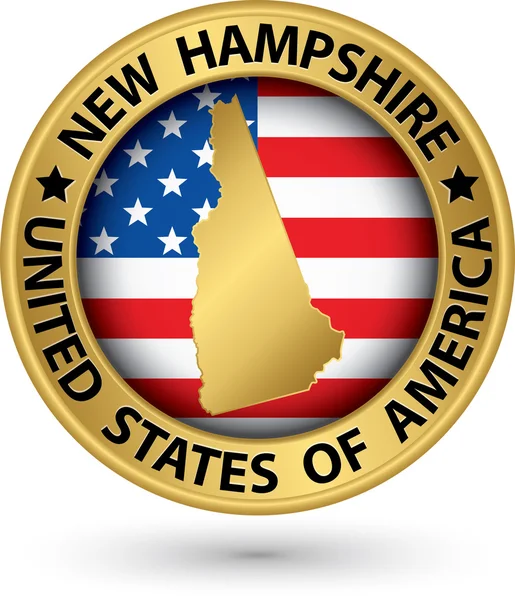 New Hampshire state gold label with state map, vector illustrati — Stock Vector