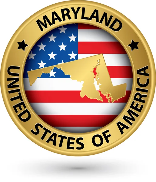 Maryland state gold label with state map, vector illustration — Stock Vector