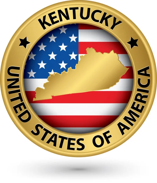 Kentucky state gold label with state map, vector illustration — Stock Vector