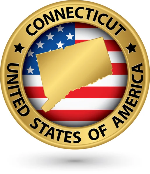 Connecticut state gold label with state map, vector illustration — Stock Vector