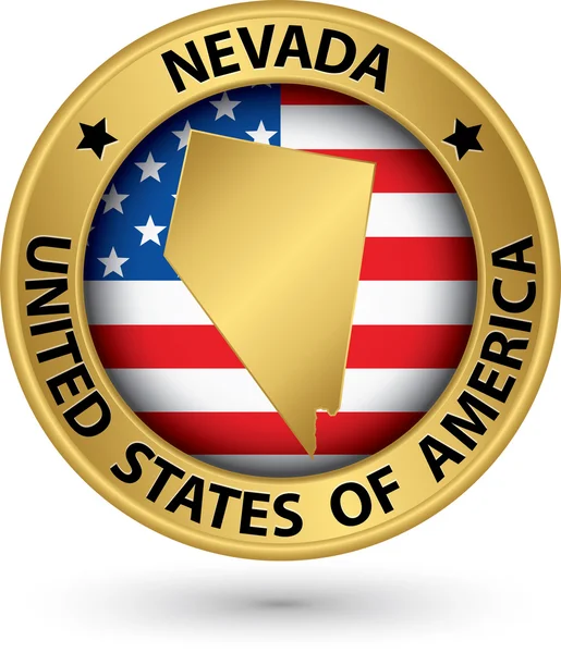 Nevada state gold label with state map, vector illustration — Stock Vector