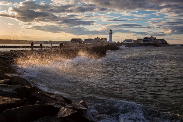 Sonnenuntergang Scituate Leuchtturm Massachusetts — Stockfoto