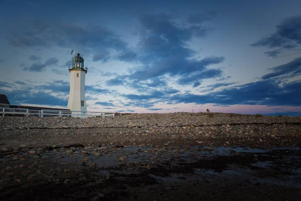 Coucher Soleil Dans Scituate Lighthouse Dans Massachusetts — Photo