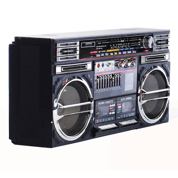 Old boombox ON WHITE BACKGROUND