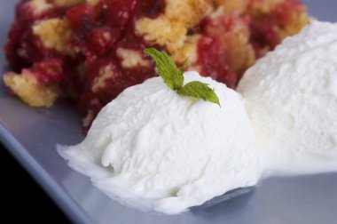 vanilyalı dondurma ve böğürtlen pasta