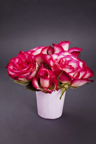 Rosas e caixa de presente — Fotografia de Stock