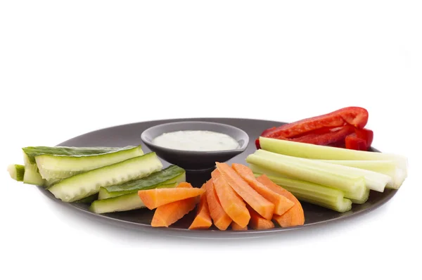 Fresh vegetables and dip — Stock Photo, Image