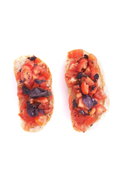 Bruschetta met violet basilicum — Stockfoto