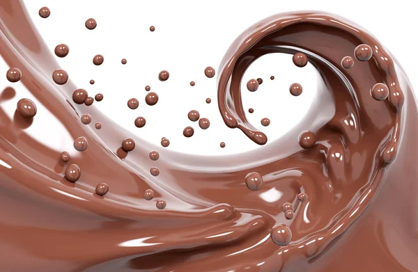 Splash Chocolate Isolado Renderização — Fotografia de Stock