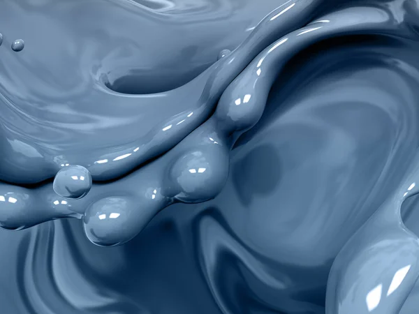 Splashing Blue Wave Paint Liquid Abstract Swirl Background Rendering — 스톡 사진