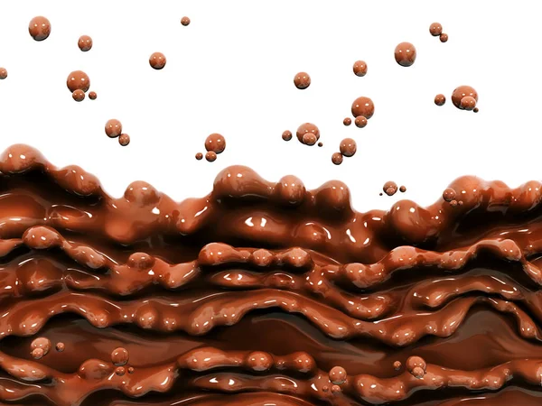 Chocolate Wave Flow Splash Swirl Pouring Hot Melted Milk Chocolate — Fotografia de Stock