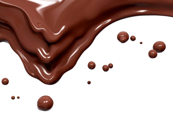 Sauce Sirop Chocolat Lait Fondu Chaud Égoutté Coulée Vague Chocolat — Photo